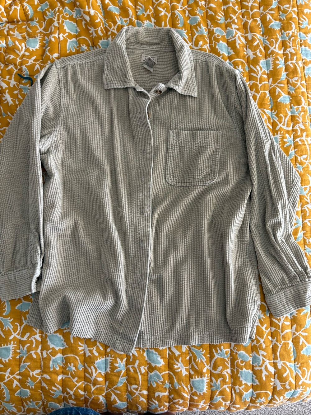 L.L. Bean Light Gray Waffle-Knit Shirt Jacket